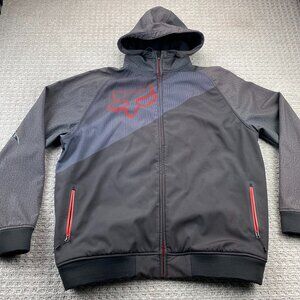 FOX Hooded Jacket Windbreaker Full Zip Men XXL Gray Black FOXTECH Scuba Hood